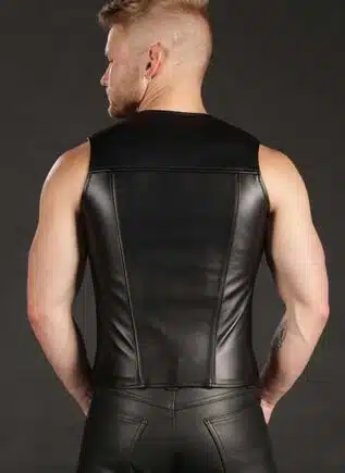 Mr. S Leather Zip Front Vest Black