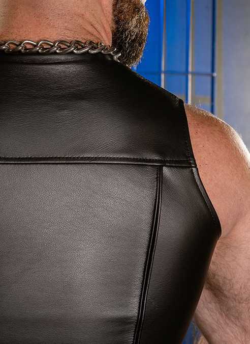 Mr. S Leather Zip Front Vest Black