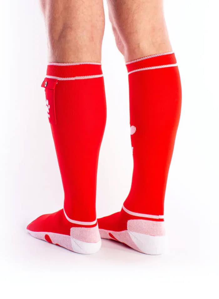 Brutus Puppy Paw Socks with Pocket Red