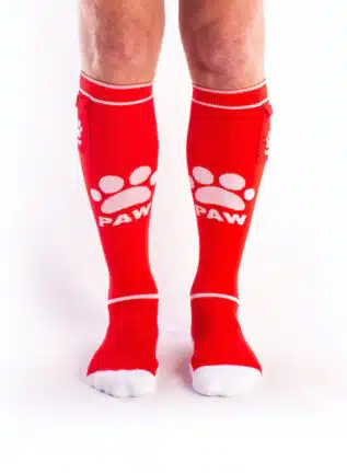 Brutus Puppy Paw Socks with Pocket Red