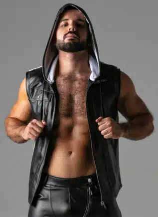 Locker Gear Leatherette Sleeveless Hoody White