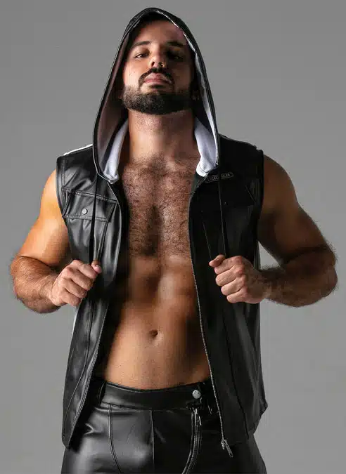 Locker Gear Leatherette Sleeveless Hoody White