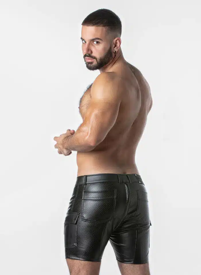 Locker Gear Punch Hole Leatherette Cargo Short