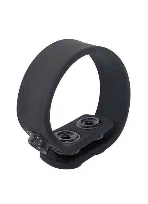 Brutus 3 Snap Silicone Cock Strap Black
