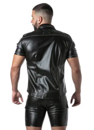 Locker Gear Punch Hole Leatherette Shirt White