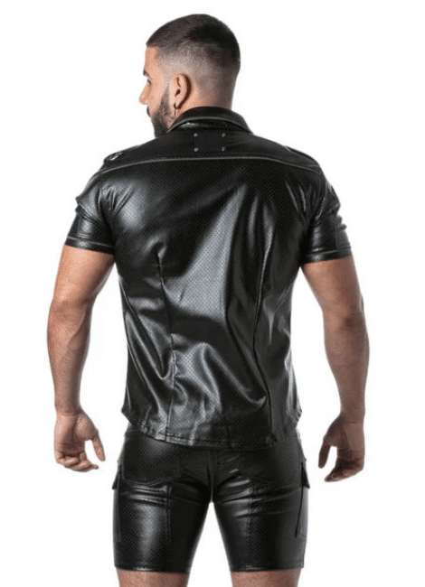 Locker Gear Punch Hole Leatherette Shirt White