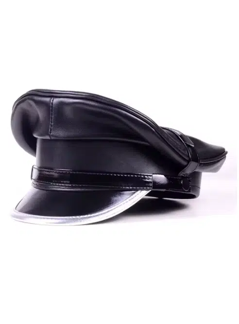 Biker Cap With Silver Brim