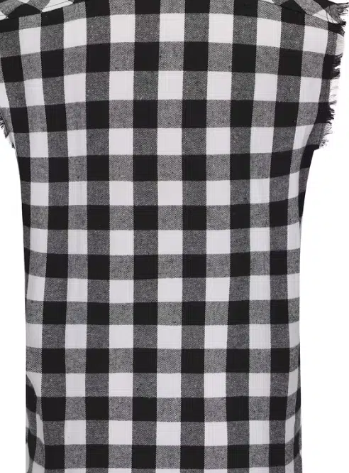 Plaid Sleeveless Shirt - Casual Fringe Craft Shirt