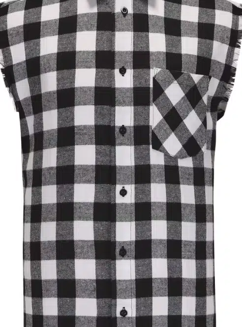 Plaid Sleeveless Shirt - Casual Fringe Craft Shirt