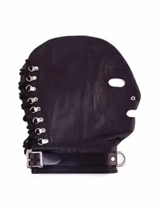 Rouge Leather Mask With D Ring And Lockable Strap
