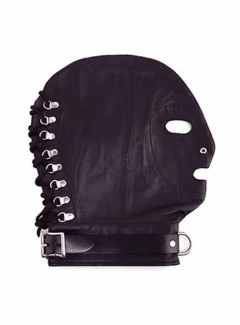 Rouge Leather Mask With D Ring And Lockable Strap