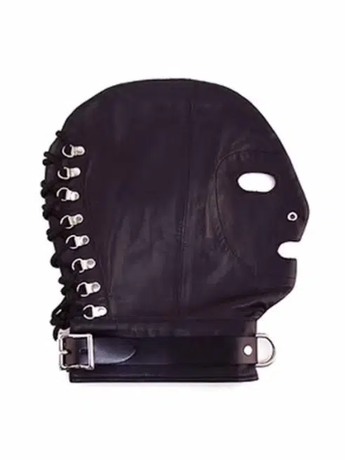 Rouge Leather Mask With D Ring And Lockable Strap